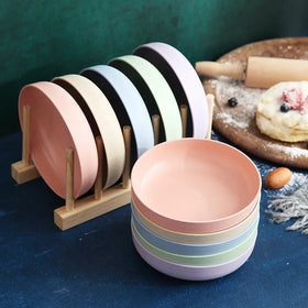 14.5cm Wheat Stalk Dinner Plates Solid Color Deep Plates Dinner Dish Korean Kitchen Dishes Plastic Snack Plate Wholesale