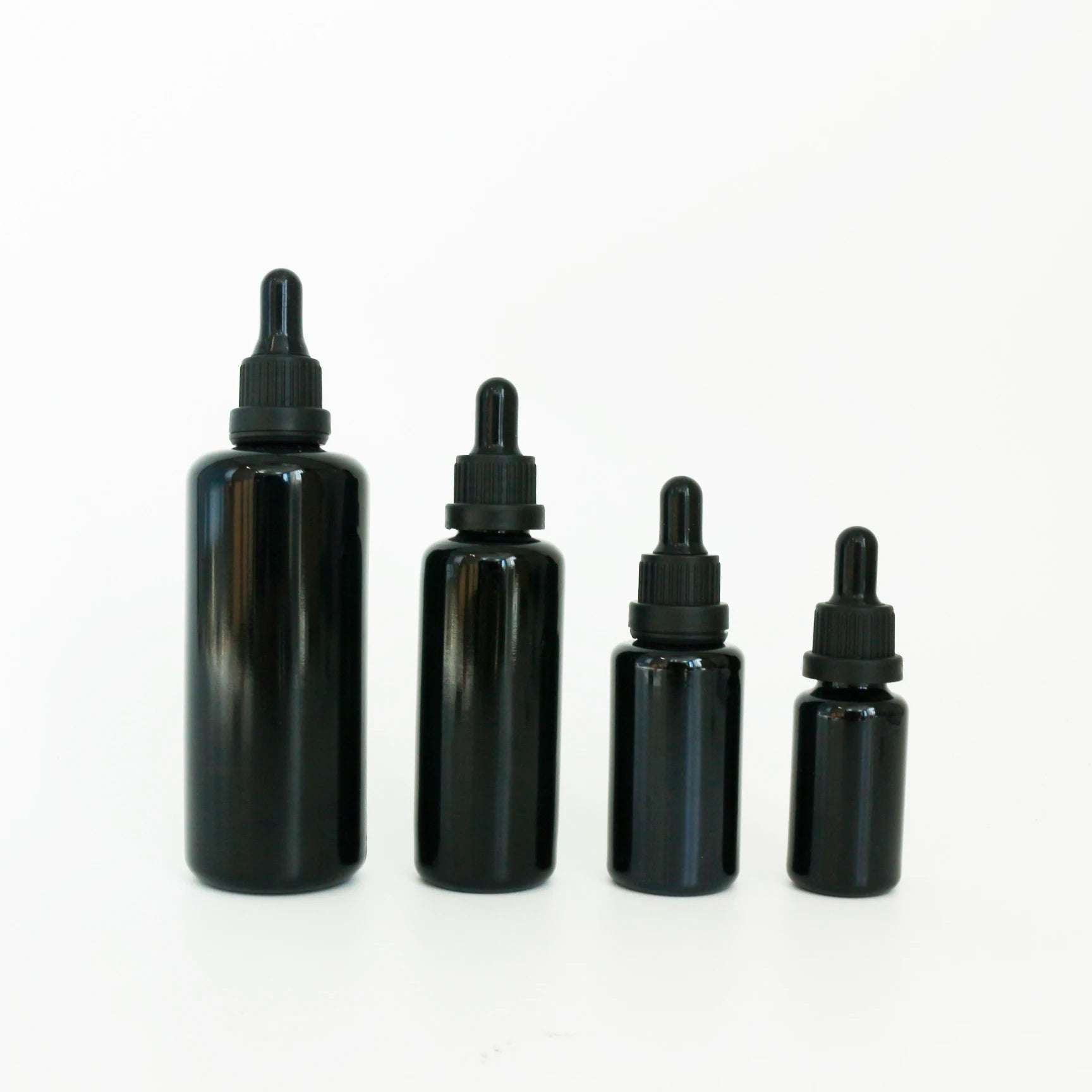 Luxury UV Black Glass Dropper Bottle 5ml to 100ml Essential Oil Serum Cosmetic Packaging for Skin Care Eye Drops Carton Packed