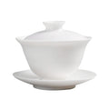 120ml/4oz Gaiwan Teacup White Ceramic Gongfu Tea Set With Infuser Sancai Cover Bowl Lip Saucer for Travel Coffee