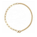 DARBY TOGGLE CHAIN NECKLACE for WOMEN Minimalist Steampunk Rock Jewelry with Chunky Stainless Steel Figaro Chain Gold Plated
