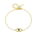 Light Luxury Gold Plated Zircon Eyes Bracelet 925 Sterling Silver Simulated Sapphire Devil Eye Chain Bracelet for Women