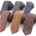 6cm Skinny Narrow Wool Ties for Men British Retro Black Brown Wool Mens Neckties Wholesale High Quality