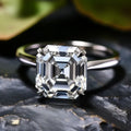 SGARIT Custtom Jewelry Asscher Cut Moissanite Ring 14K White Gold 3CT VVS White Moissanite Diamond Engagement Ring for Women