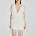New Stylish Ladies Ostrich Feather Party Dress Feather Skirt Cocktail Party Dress