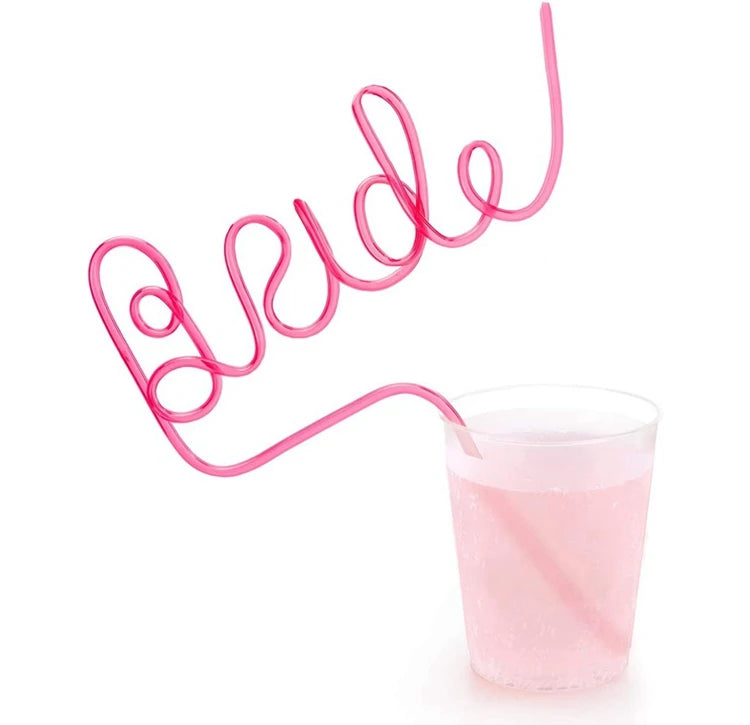 Bride Straw for Bachelorette Party Big Plastic Sipping Straw with Bridal Design for Graduation Christmas Occasions Model Y502