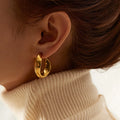 New Fashion Personality Stainless Steel Twisted Unusual Earrings Minimalist Gold Color Geometric Hoop Earrings for Women Jewelry