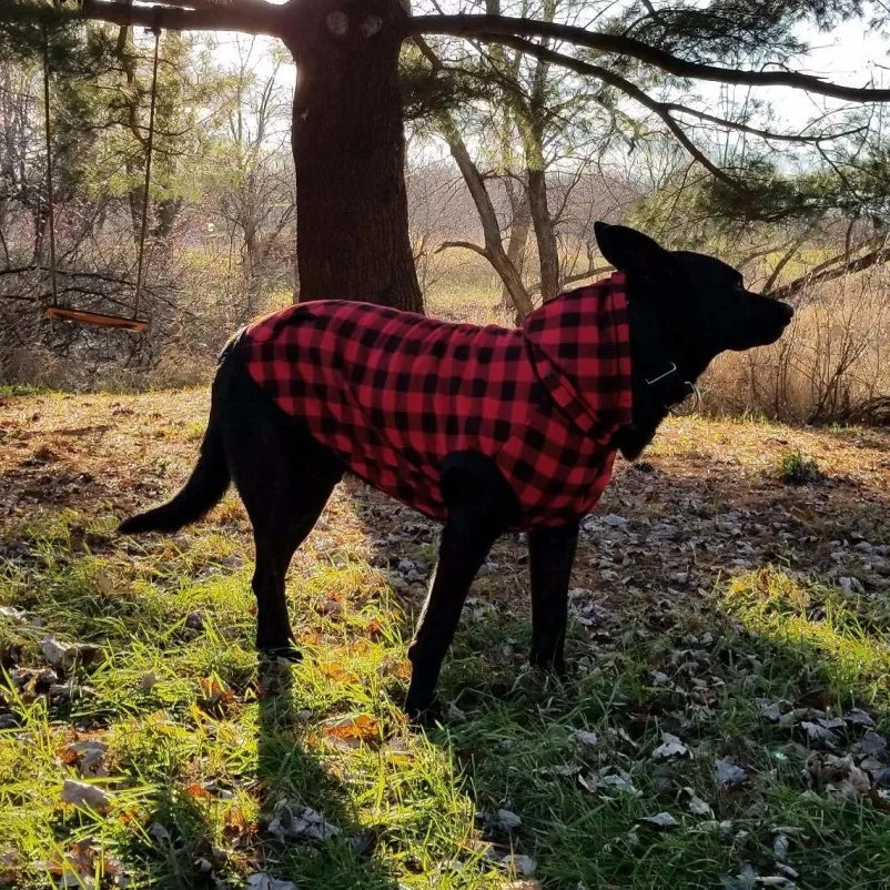 Wholesale Winter Small Medium Large Big Fleece Removable Cap Plaid Dog Warm Clothes