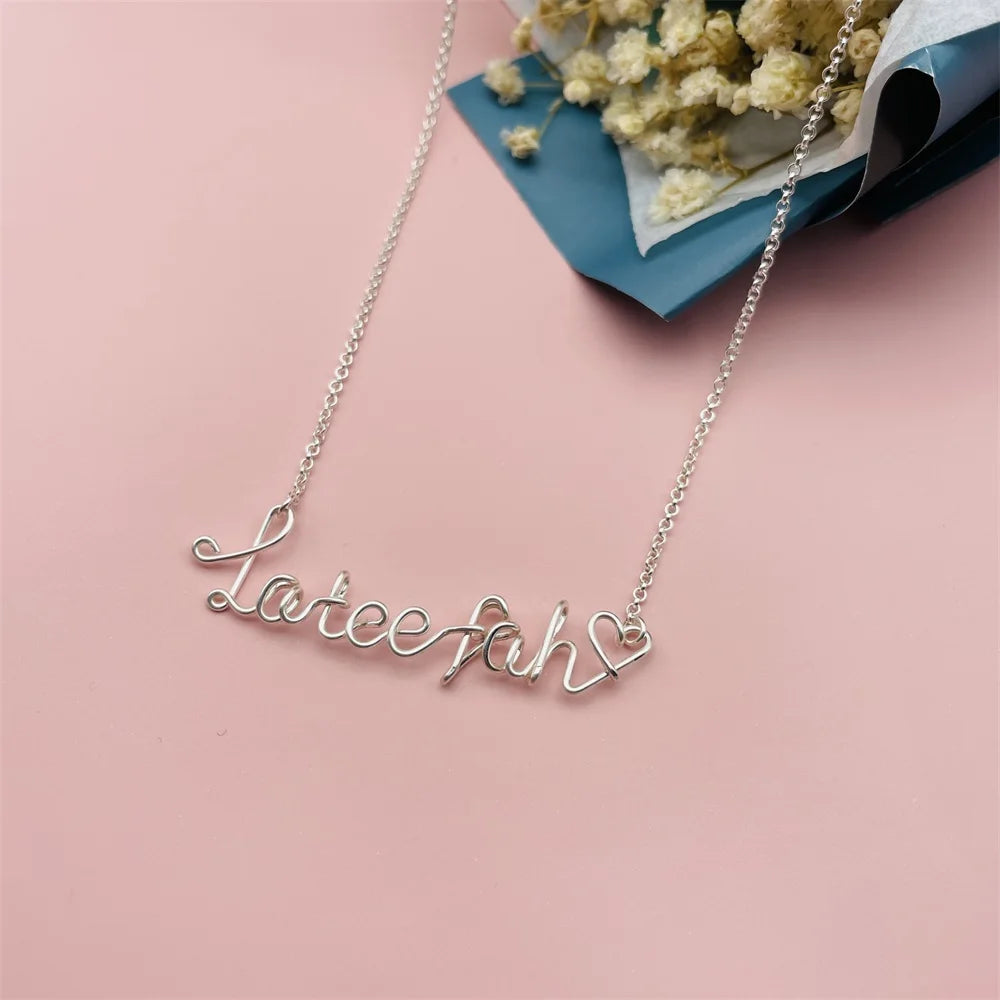 Lateefah OEM Personalized Heart Sterling Silver 925 Customized Barbed Wire Necklace