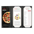 3 Packs of Menu Cover Holders for 4.25 X 11 Inches Menus Black Leather Menu Holder Covers Three View Page Panel for Restaurant
