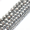 Natural 15 Inches Faceted Hematite Stone Beads 2/3/4/6/8/10MM Silver Plated for Jewelry Making