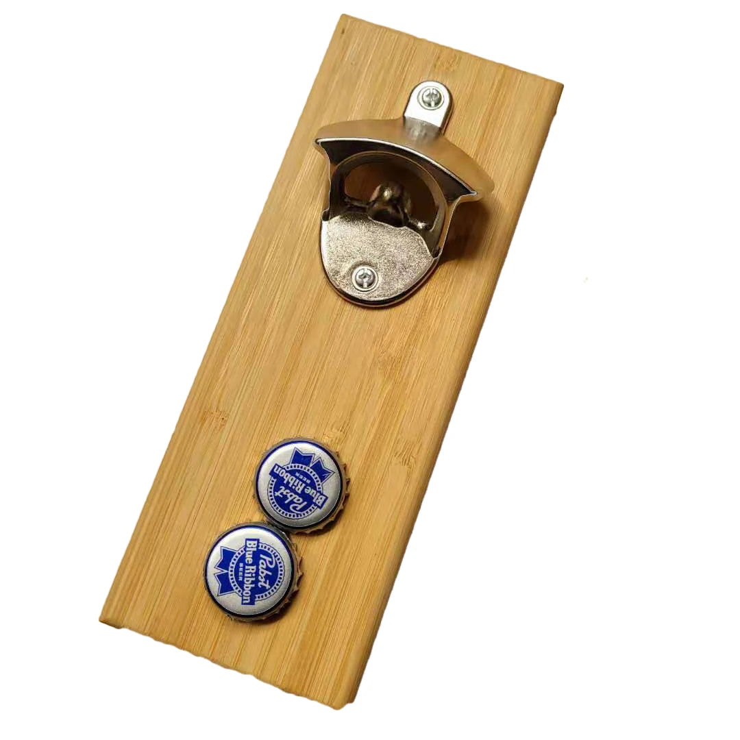 Bamboo Anniversary Birthday Gift Gifts Men Dad Wall Mounted Magnetic Beer Bottle Opener  for Fathers Day