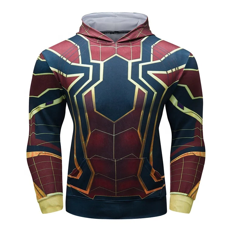 Wholesale Men's Fitness Gym Training Spider Hoodies & Sweatshirts Design Sports Workout Running Hoodie Pullovers