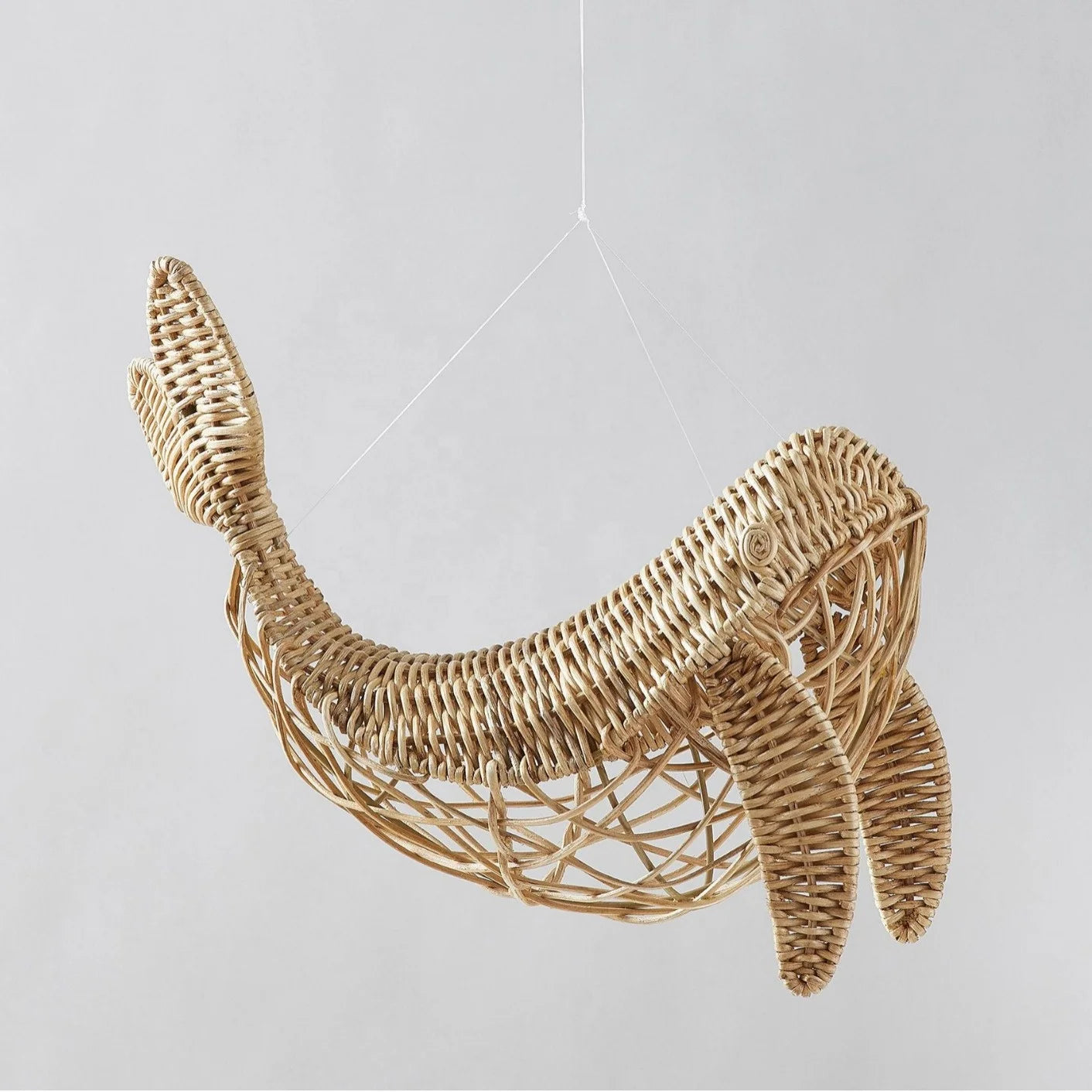 Durable Eco-Friendly  Hand-Woven Whale Pendant Wall Hanging for Children's Room Decor-DIY Removable