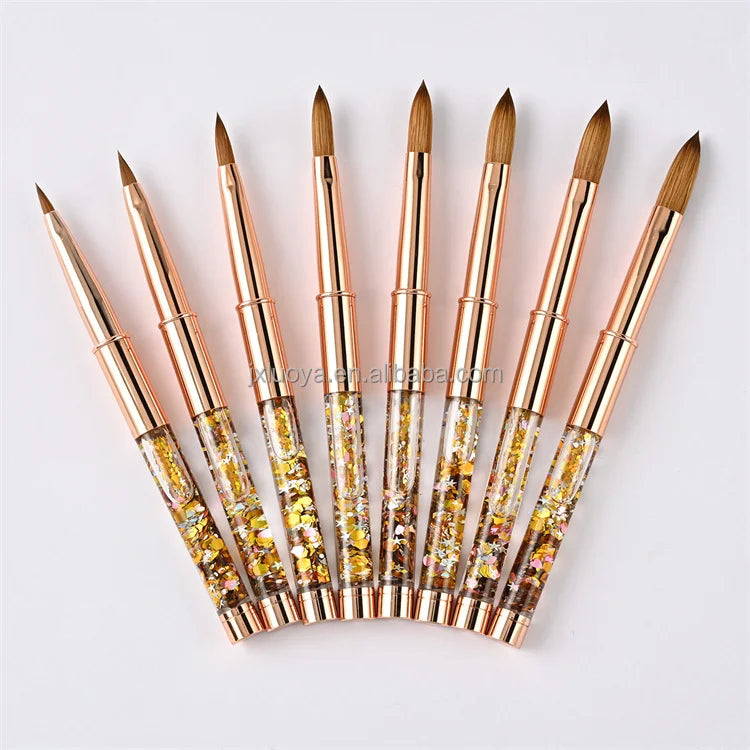Best Kolinsky Sable Acrylic Nail Brush with Metal Handle and Crimped Ferrule for Acrylic Powder 'Kiss' Nails