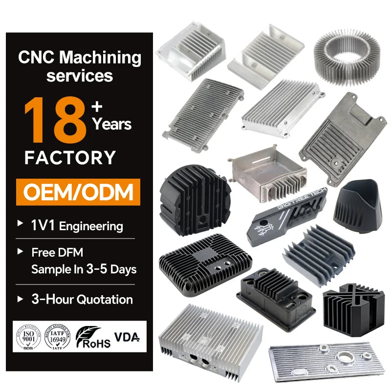 Factory Custom Pressure Die Casting CNC Metal Aluminum Alloy Radiator Parts CNC Machining Heat Sink Housing