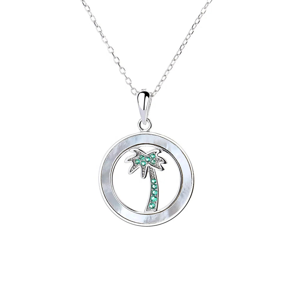 925 Sterling Silver Coconut CZ Pendant Charm Jewelry Necklace