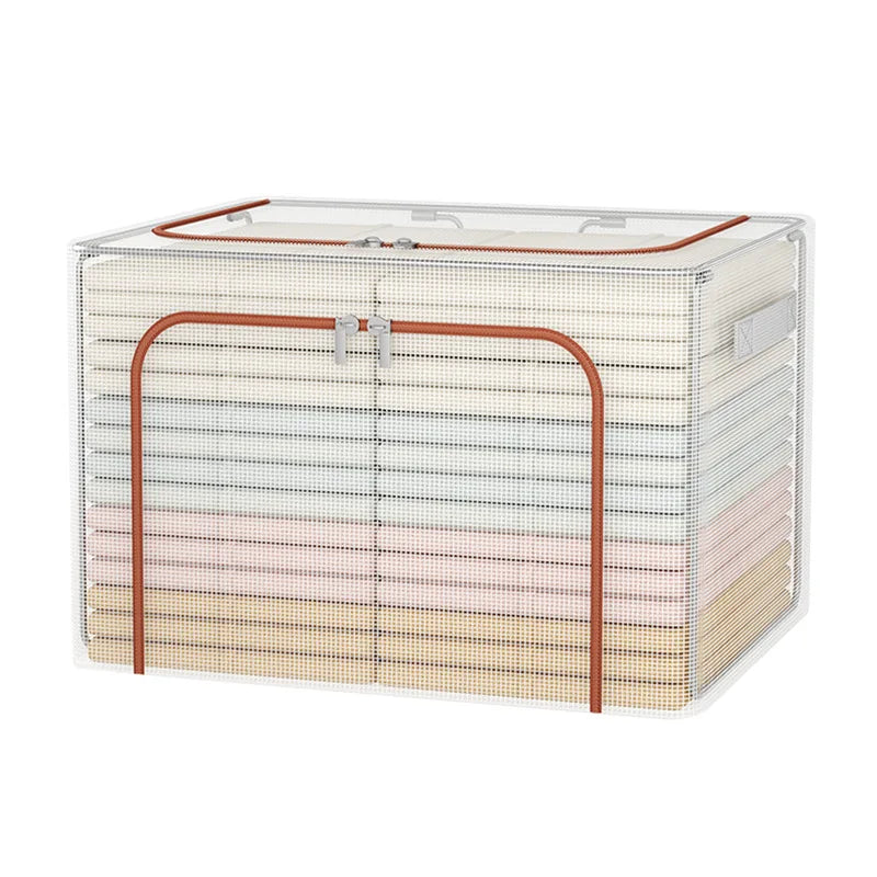 24/66/110L Large Capacity Foldable Fully Transparent Waterproof Material Bedroom Clothing Quilt Storage Box