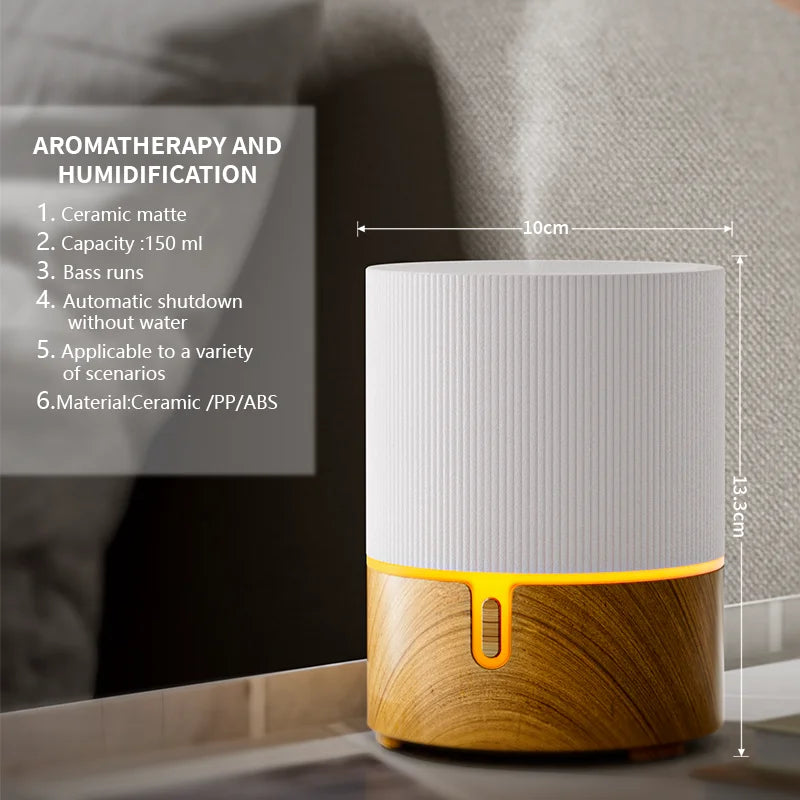 Luxury 150ml New Ceramic Aroma Diffuser with Colorful Light Display and Continuous Spray