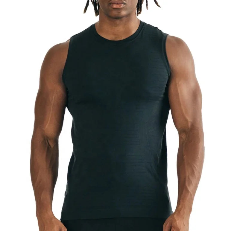 Customized Men's Sleeveless Gym Fitness Vest Breathable Knitted Quick Dry Muscle Grey Nylon Spandex Casual Style Tank Top