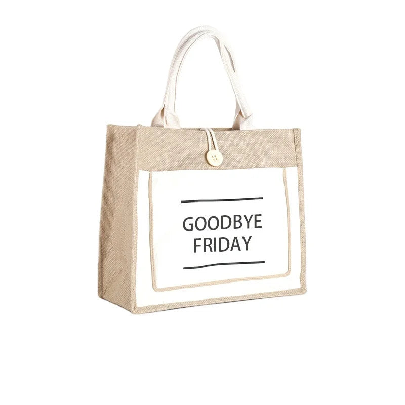 Custom Eco-Friendly Recycled Burlap Jute Tote Bags with Printed Logo Promotional Woven Shopping Bags