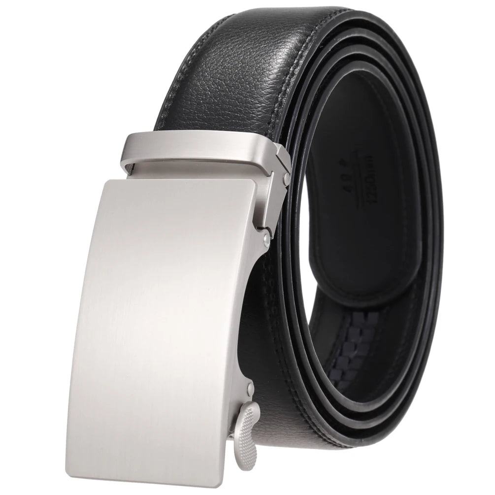 LY25-0711-1 Factory Direct Sales Wholesale Price Automatic Buckle Ratchet Custom Cowhide Genuine Leather Belt Men's Belt