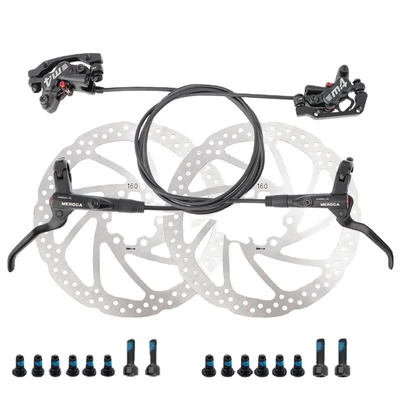 MEROCA MTB 4 Piston Brake Pads Set Hydraulic Oil Disc Brakes Compatible with 160mm Bike Front Right Rear Left 800/1400mm