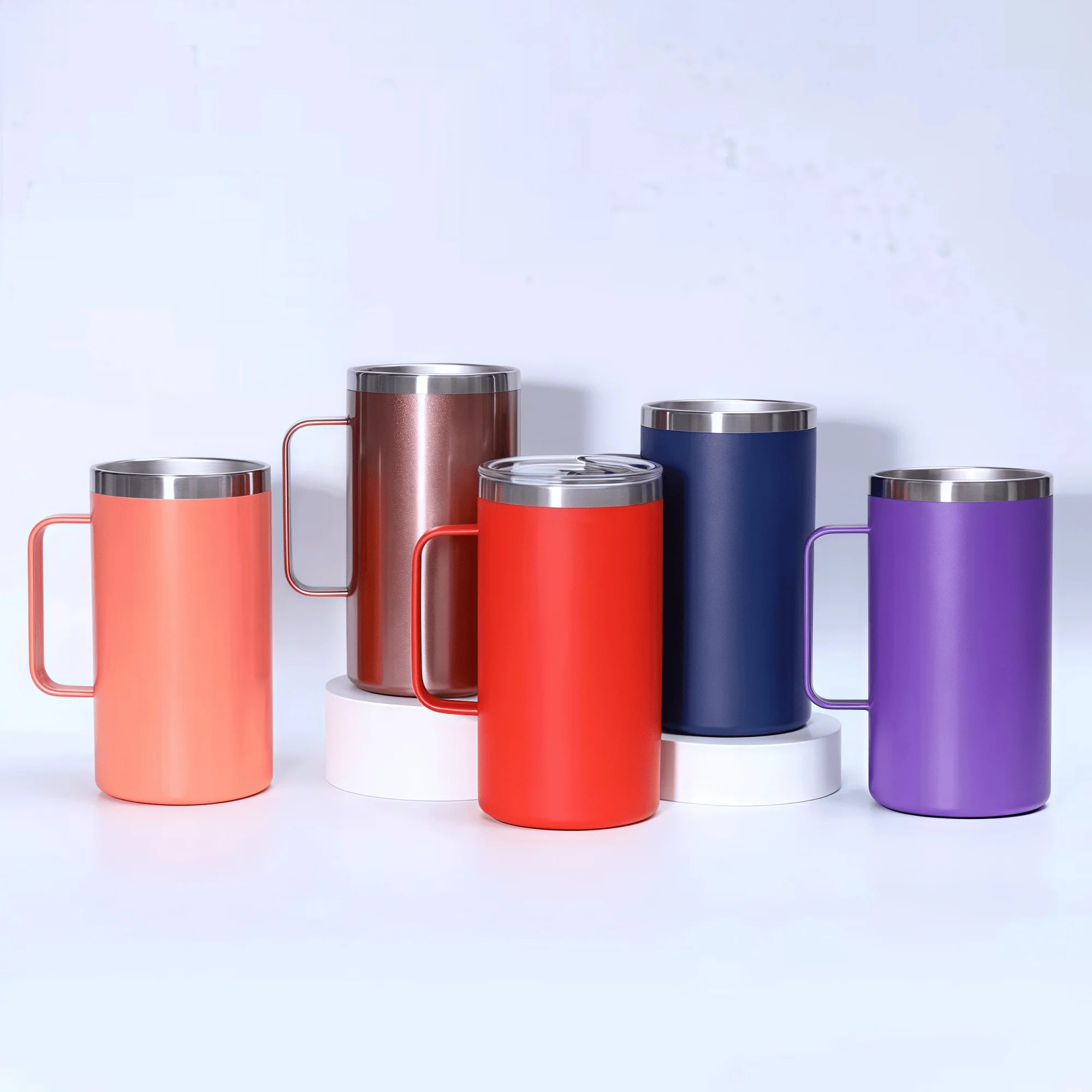 20 oz Double Wall Stainless Steel Tumbler with Handle Custom Insulated Travel Mug for Hot & Cold Drink Retention Outdoor Use