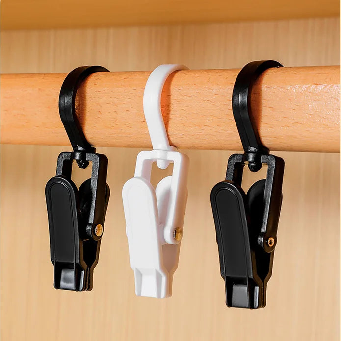 JAYA Multi-Functional Plastic Clips for Hat Curtain Gloves and Socks Single Tier Glossy Rotating Hooks for Household Use