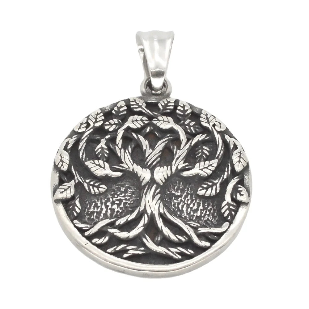 Moissanite Pendant Stainless Good Luck Amulet Tree of Life Pendant Punk Charms Men Product