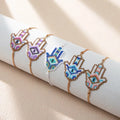 Handmade Bohemian Macrame Bead Bracelet Simple Metacarpus Pattern Jewelry Unique Wholesale Colorful Beaded Hamsa Hand Bracelets