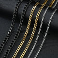 MECYLIFE Cheap Stainless Steel Jewelry Chains 3/5/7MM Flat Cuban Link Chain Necklace Hiphop Chain