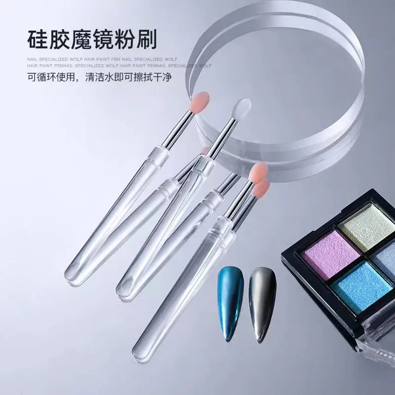 Nail Art Crystal Stick Silicone Lip Brush with Cover Portable Mini Brush