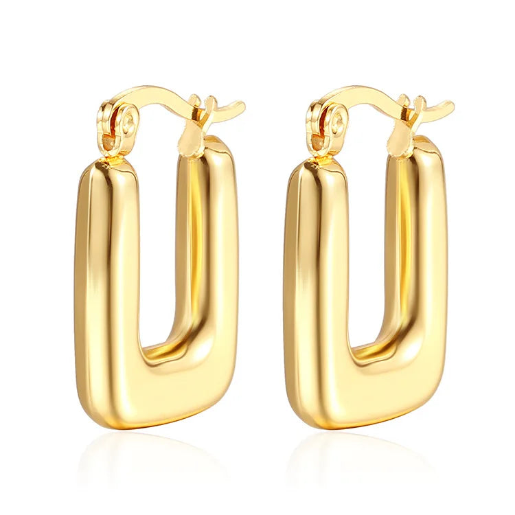 Wholesale Bulk Custom Hypoallergenic Waterproof Gold Plated Stainless Steel Women Luxury Fashion Jewelry Hoop Earrings