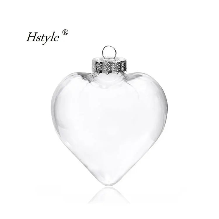Hstyle 10cm Hanging Clear Heart Shape Baubles Ornaments  SD097 Christmas Accessories Xmas Holiday Wedding Glass Decoration