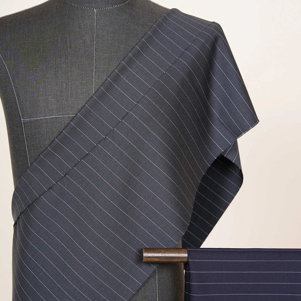 Soft and Breathable 100% Wool Fabric Yarn Dyed Stripe Worsted Merino Wool Suit Fabric for Men's & Women's Jacket Garment