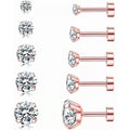Multi Size Gold Plated Round White Diamond Stud Earring Screw Men Earrings Stainless Steel Screw Earrings