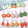 Wholesale Cute Apple Orange Strawberry Pineapple Pendant Women Acrylic Fruit Earring Jewelry for Ladies