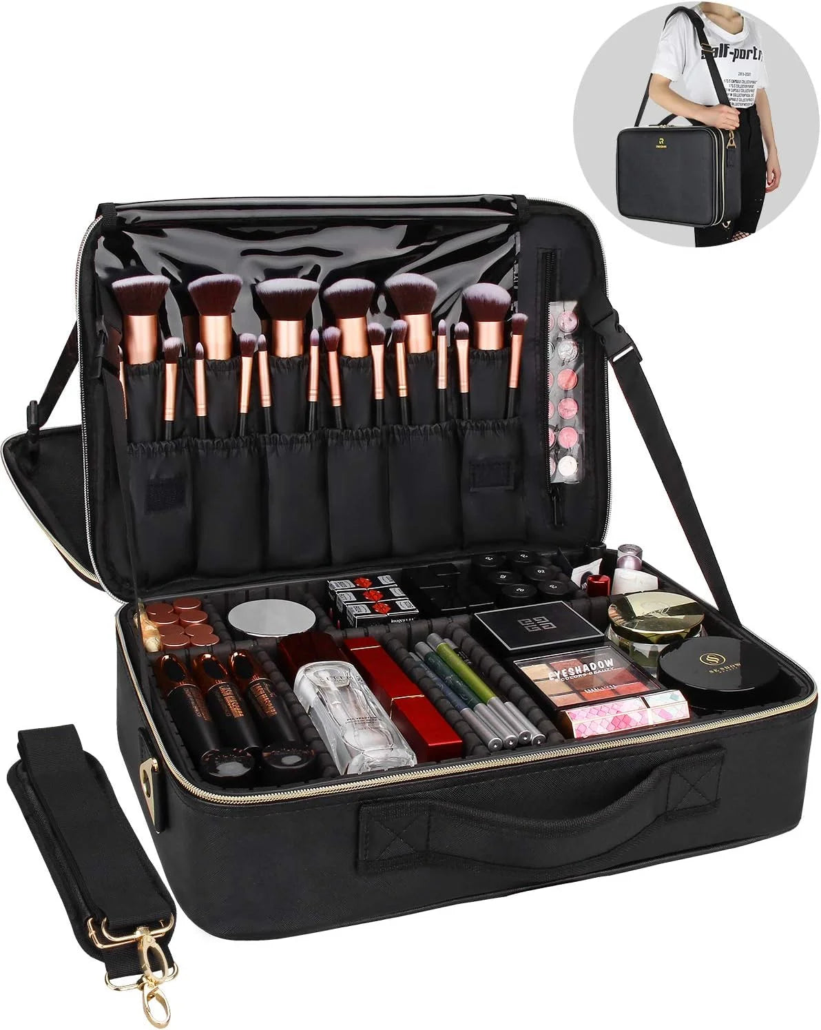 Relavel Makeup Accessories Bag Travel Makeup Train Case Cosmetic Case Organizer Portable Artist Storage Bag
