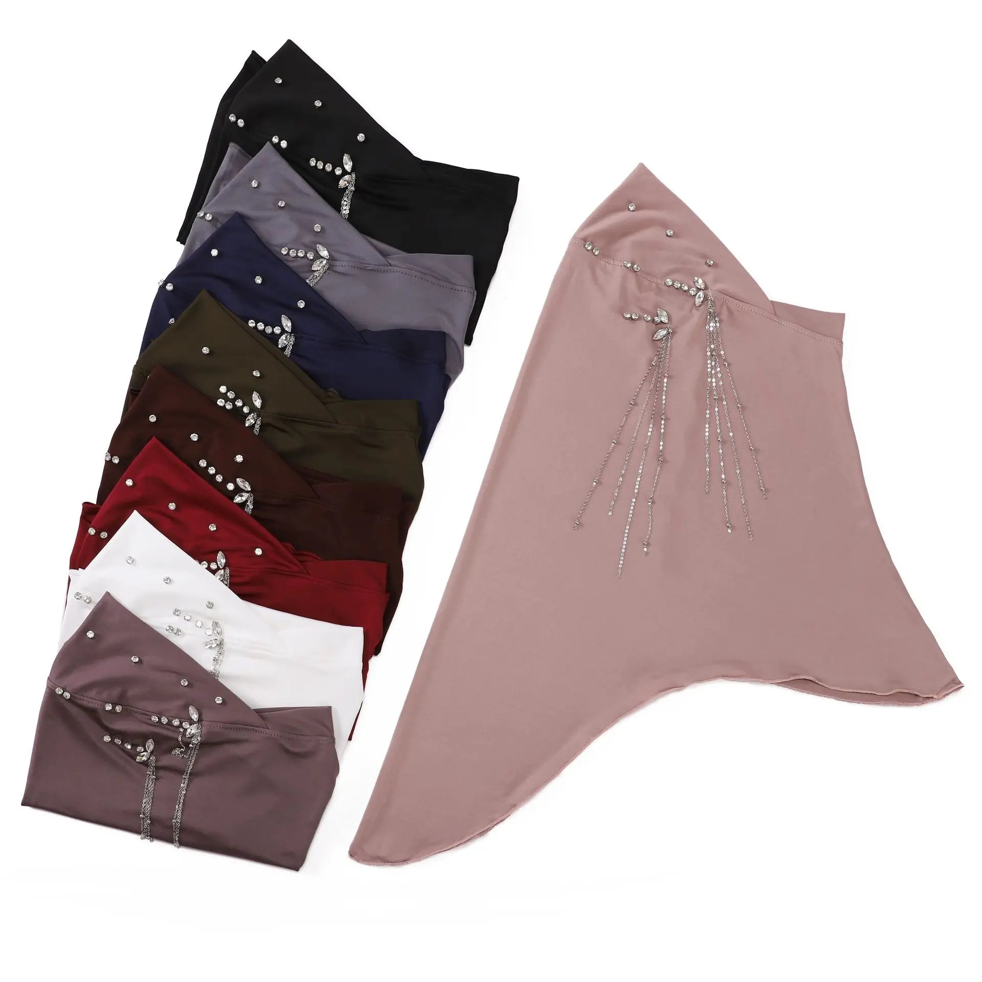 CCY Wholesale Elastic Cotton Muslim Women Instant Turban Hijabs With Rhinestone Diamond Soft Dubai Scarf Turban Hijab