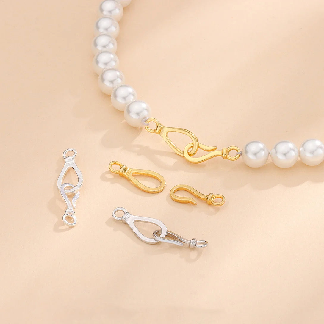 Wholesale Question Mark Clasp Geometry Clasp 925 Sterling Silver Accessory Clasp in Hook Shape for Bracelet and Necklace Making