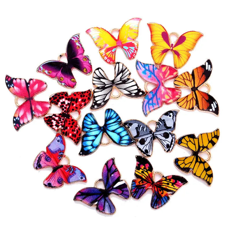 Butterfly Charms Enamel Butterfly Pendants Kawaii Charms for Jewelry Making DIY Necklace Bracelets Accessories21*15MM