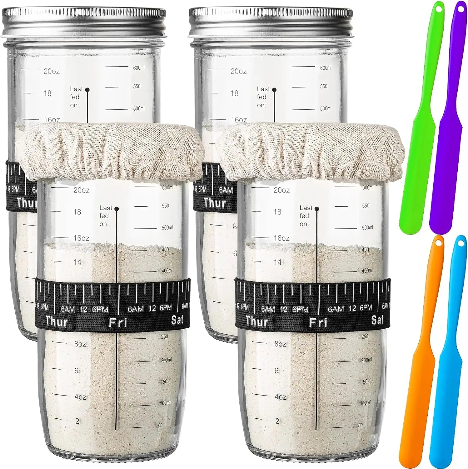 Sourdough Starter Jar 24 OZ Wide Mouth Sour Dough Starter Jars Glass Sourdough Starter Kit Sourdough Bread Baking Supplies