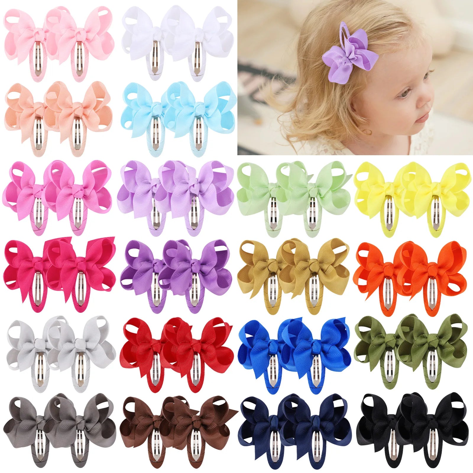 New 2.7 Inch Hand Made Boutique Hair Bows with Clip for Kids Double Layer Hair Bows Back to School Hair Bows