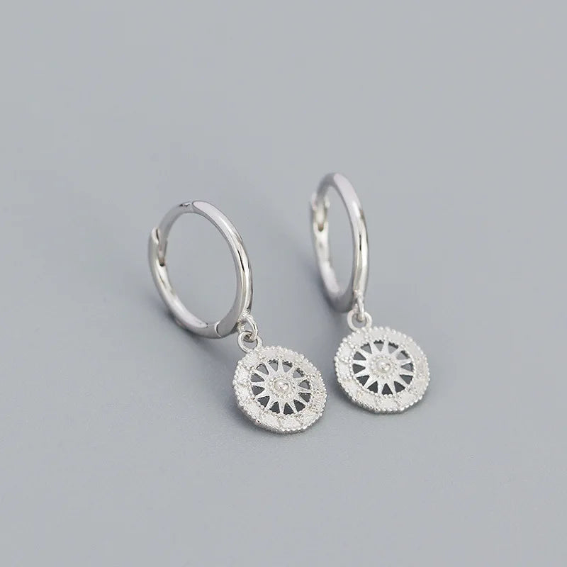 Vintage Ethnic Retro Hollow Round Drop Earrings Geometric 925 Sterling Silver Huggie Hoop Earrings 2023