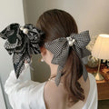 Fashion Women Pearl Hair Accessories Silk Satin Fabric Big Bow Hairgrip Ribbon Butterfly Spring Hair Clips for Women