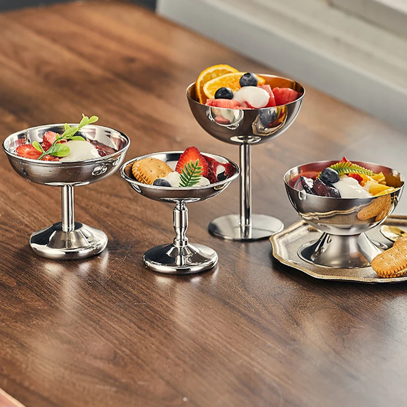 Hot Sale Stainless Steel Ice Cream Bowl Multi-Function Goblet Snack Cup Creative Vintage Goblet Pudding Bowl Dessert Dish