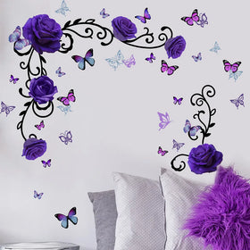 Creative Purple Demon Flower Butterfly Home Cabinet Bedroom Living Room Background Wall Decoration Wall Stickers