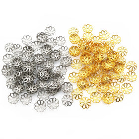 50pcs Stainless Steel Flower Beads Caps Spacer Bead End Caps DIY Jewelry Making Findings for Necklace Bracelet Accessories