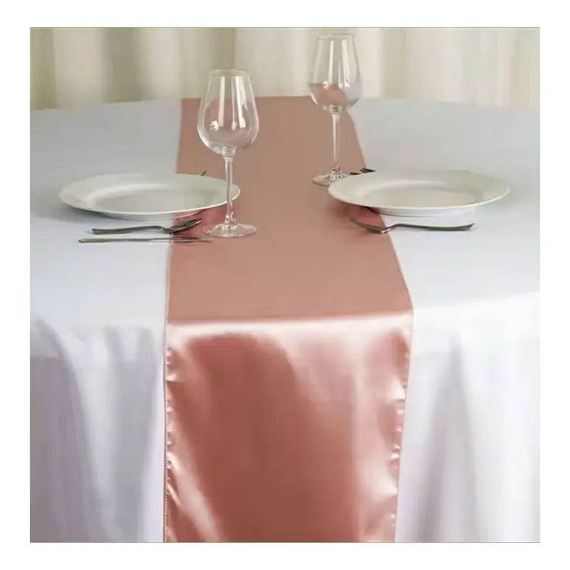 Elegant Polyester Satin Table Runner 12 X 108 Inch Solid Color Table Runner for Wedding Table Decorations
