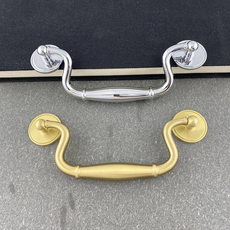 European American Style Retro Distressed Antique Bucket Cabinet Pull Ring Handle Furniture Hardware Brass for Display Cabinets